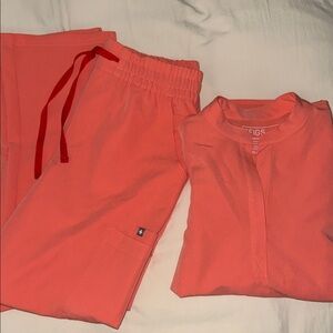 Figs straight leg pants and raffel top